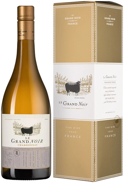 Вино Le Grand Noir Chardonnay, Pays d'Oc IGP, 2023, gift box
