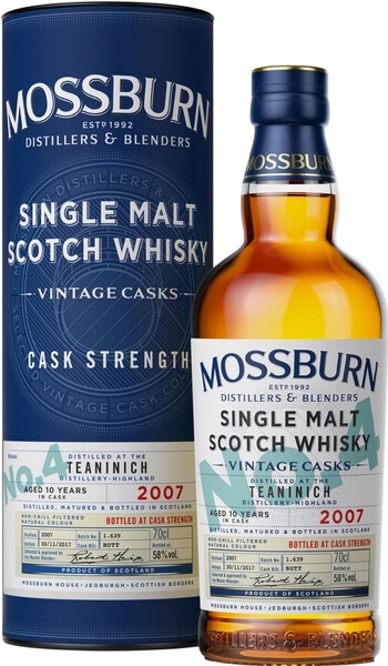 Виски Mossburn, Vintage Casks No.4 Teaninich, 2007, in tube, 0.7 л