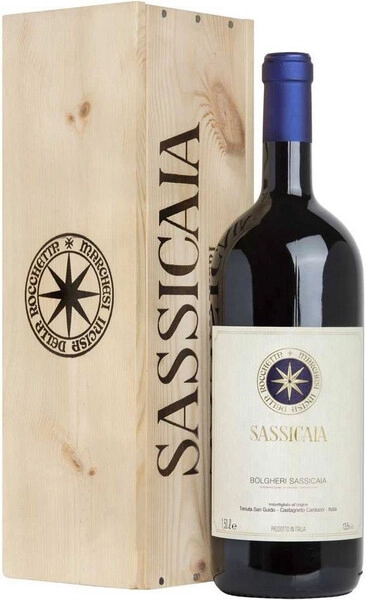 Вино Tenuta San Guido, Sassicaia, Bolgheri Sassicaia DOC, 2015, wooden box, 1.5 л