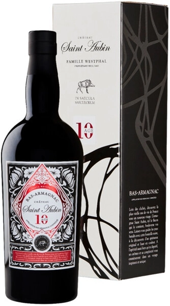 Арманьяк Saint Aubin 10 Age, Bas-Armagnac AOC, gift box, 0.7 л