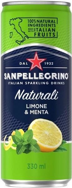 Вода S. Pellegrino Limone & Menta, in can, 0.33 л