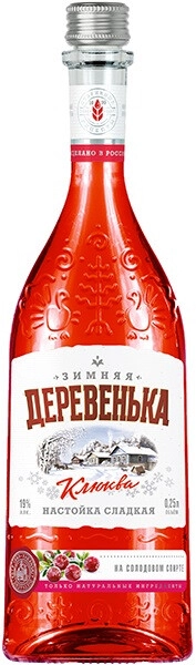Ликер Зимняя деревенька Клюква, настойка сладкая, 250 мл