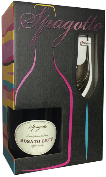 Игристое вино Spagotto Rosato Brut, gift set with glass