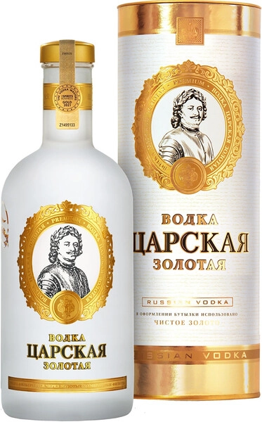 Водка "Царская" Золотая, в тубе, 0.7 л