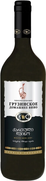 Вино Грузинское Домашнее Белое Полусухое, 1 л