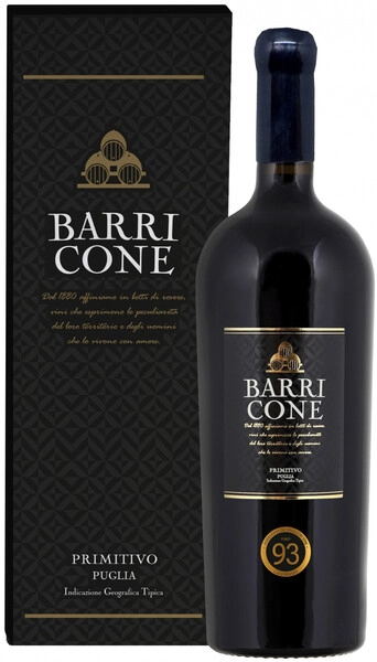 Вино Angelo Rocca e Figli, Barricone Primitivo, Puglia IGT, 2021, gift box, 1.5 л