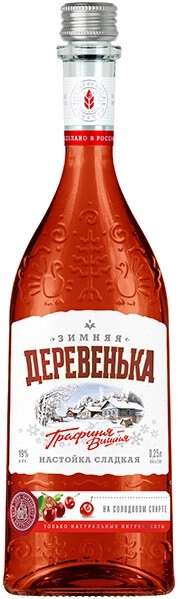 Ликер Зимняя деревенька Графиня Вишня, настойка сладкая, 250 мл