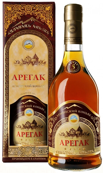 Армянский коньяк "Арегак" 5 Звезд, в подарочной коробке, 0.5 л