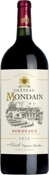 Вино Chateau Mondain, Bordeaux AOC, 2016, 1.5 л