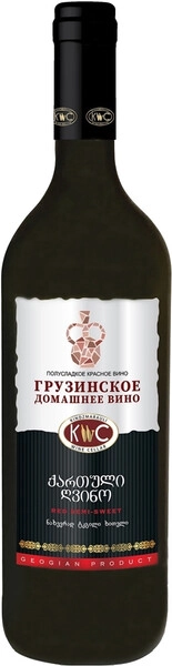 Вино Грузинское Домашнее Красное Полусладкое, 1 л