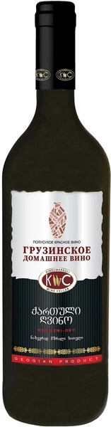 Вино Грузинское Домашнее Красное Полусухое, 1 л