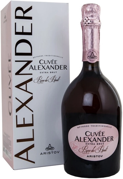 Игристое вино Aristov. Cuvee Alexander Rose de Pinot Extra Brut, gift box