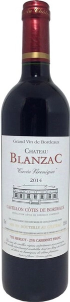 Вино Chateau Blanzac, Cuvee Veronique, Castillon Cotes de Bordeaux AOC, 2014