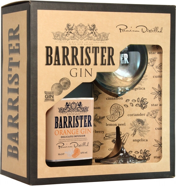 Джин Barrister Orange, gift box with glass, 0.7 л