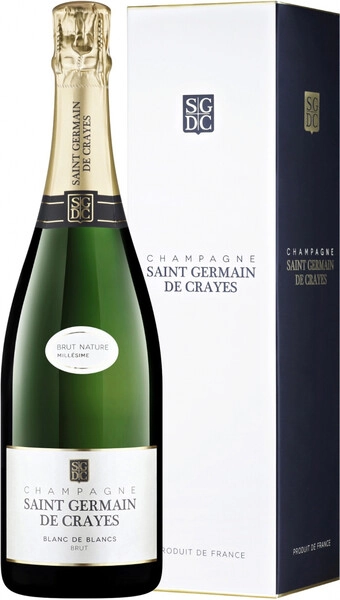 Шампанское Saint Germain de Crayes Millesime Blanc de Blancs Brut Nature, Champagne АОC, 2007, gift box