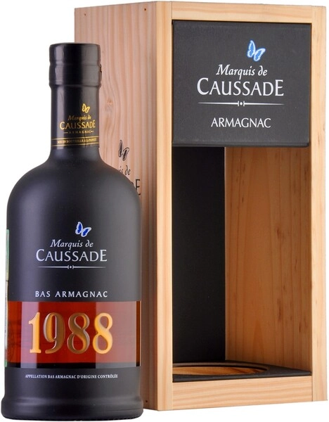 Арманьяк Marquis de Caussade Bas Armagnac AOC, 1988, wooden box, 0.7 л