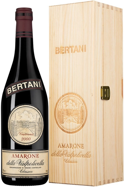 Вино Bertani, Amarone della Valpolicella Classico DOC, 2000, wooden box