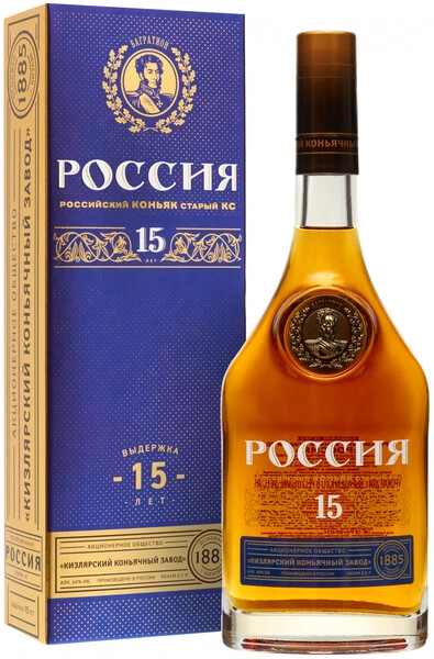 Коньяк Россия КС 15-летний, в подарочной коробке, 0.5 л