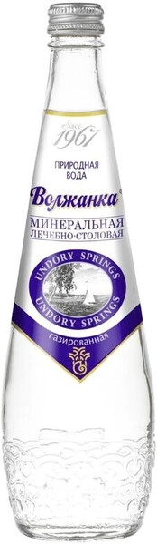 Вода Волжанка минеральная газированная, в стеклянной бутылке, 0.33 л
