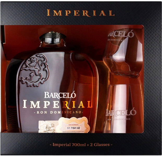 Ром Ron Barcelo, Imperial, gift box with 2 glasses, 0.7 л