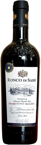Вино Ronco di Sassi Primitivo-Malbec, Puglia IGT, 2021