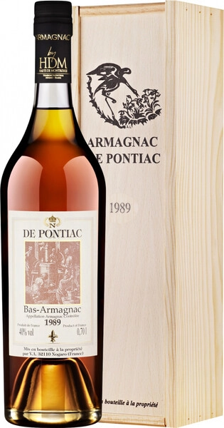Арманьяк De Pontiac Vintage, Bas-Armagnac AOC, 1989, wooden box, 0.7 л