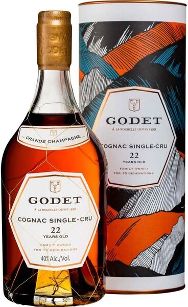 Коньяк "Godet" Single-Cru 22 Years Old, Grande Champagne AOC, in tube, 0.7 л