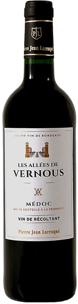 Вино Pierre Jean Larraque, "Les Allees de Vernous" Medoc AOC, 2020