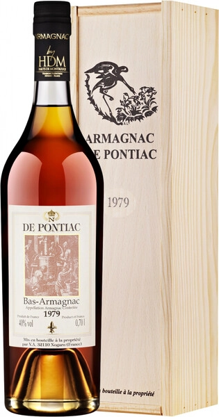 Арманьяк De Pontiac Vintage, Bas-Armagnac AOC, 1979, wooden box, 0.7 л