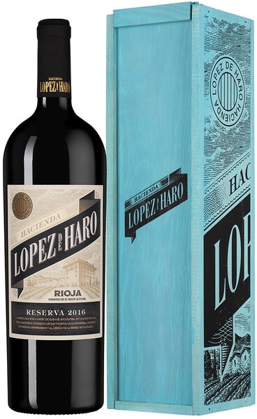 Вино Hacienda Lopez de Haro, Reserva, Rioja DOCa, 2016, gift box, 1.5 л