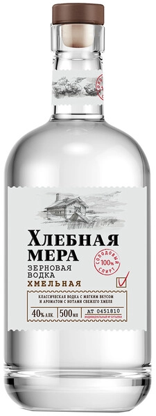 Водка Хлебная Мера Хмельная, 0.5 л