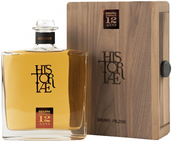 Граппа Pilzer, Grappa Invecchiata 12 Anni Historiae, wooden box, 0.7 л