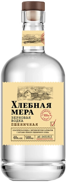 Водка Хлебная Мера Пшеничная, 0.5 л