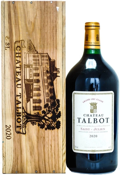 Вино Chateau Talbot, St-Julien AOC 4-me Grand Cru Classe, 2020, wooden box, 3 л