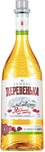 Ликер Зимняя деревенька Яблоки на снегу, настойка сладкая, 0.5 л