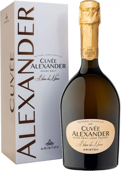 Игристое вино Aristov. Cuvee Alexander Blanc de Noirs Extra Brut, 2022, gift box