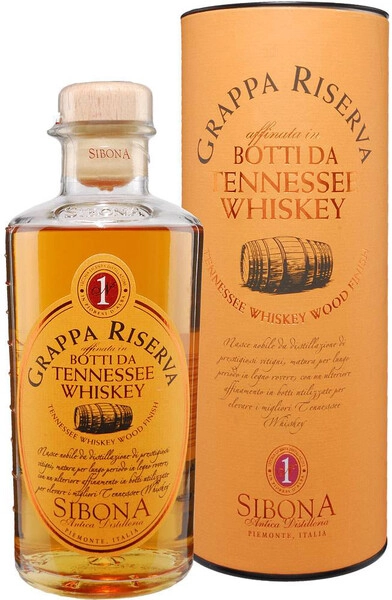 Граппа Sibona, Grappa Riserva Tennessee Whiskey Wood Finish, in tube, 0.5 л