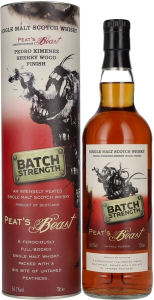 Виски Peat's Beast, Single Malt Pedro Ximenez Sherry Wood Finish Batch Strength, in tube, 0.7 л