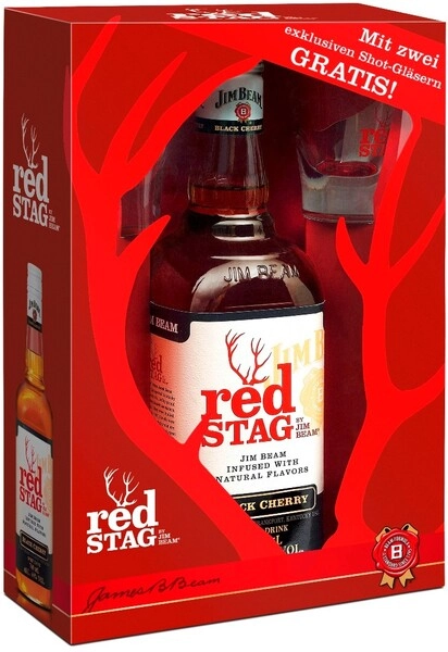 Виски Red Stag Black Cherry, gift box with 2 glasses, 0.7 л