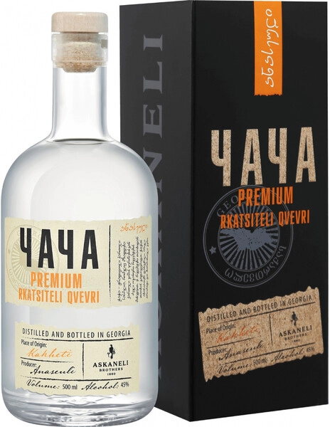Чача Askaneli Brothers, Chacha Premium Rkatsiteli Qvevri, gift box, 0.5 л