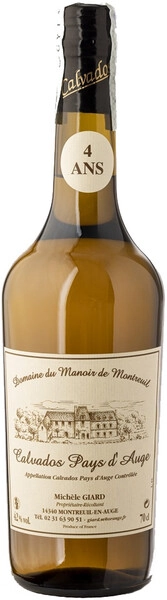 Кальвадос Domaine du Manoir de Montreuil Calvados Pays d'Auge 4 Ans AOC, 0.7 л