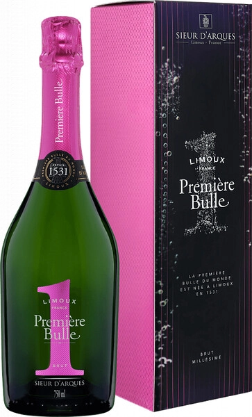 Игристое вино Sieur d'Arques, Premiere Bulle Brut, Blanquette de Limoux AOC, 2021, gift box