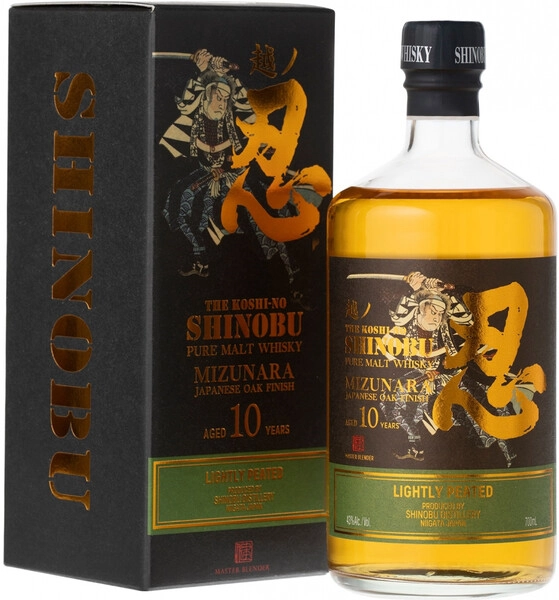 Виски Shinobu Lightly Peated Pure Malt 10 Years Old, Mizunara Japanese Oak Finish, gift box, 0.7 л