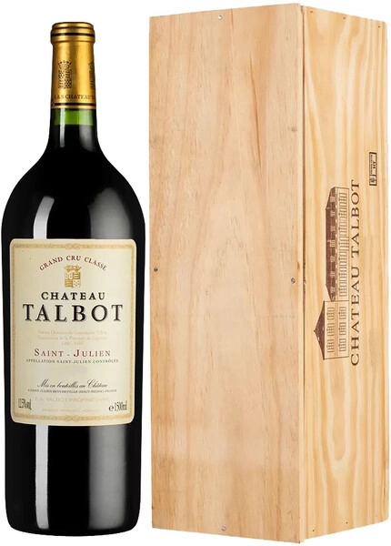 Вино Chateau Talbot, St-Julien AOC 4-me Grand Cru Classe, 2020, wooden box, 1.5 л