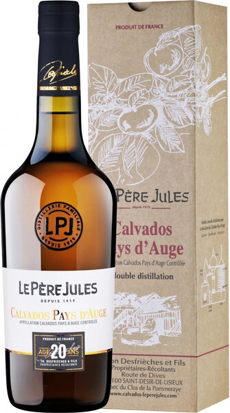 Кальвадос Le Pere Jules 20 Years Old, AOC Calvados Pays d'Auge, gift box, 0.7 л