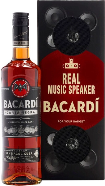 Ром Bacardi Carta Negra, gift box with loudspeakers, 0.7 л