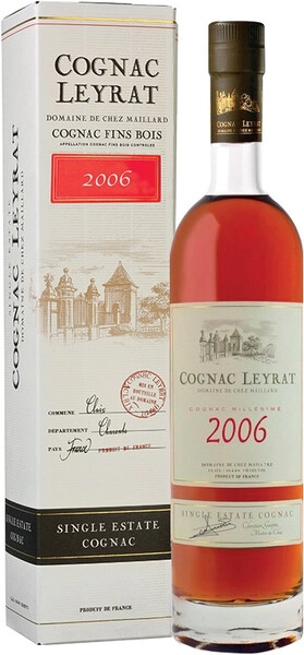 Коньяк Leyrat Millesime Single Estate, Fins Bois AOC, 2006, gift box, 0.5 л