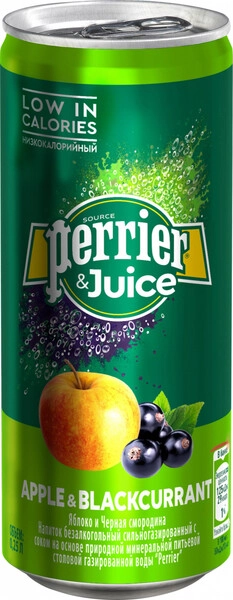 Вода Perrier Apple & Blackcurrant, in can, 250 мл