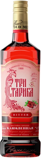Ликер "Три старика" Клюквенная, настойка горькая, 0.5 л