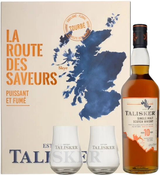 Виски Talisker 10 years old, gift box with 2 glasses, 0.7 л